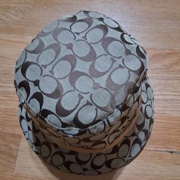 Coach Hat Patterned Bucket Hat with Orange Lining - Picture 10 of 11